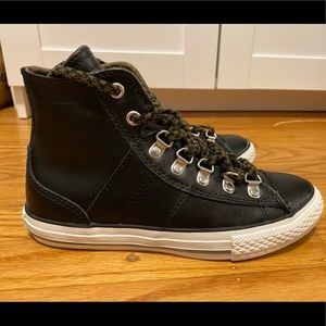 Brand New Black Leather High Top Converse